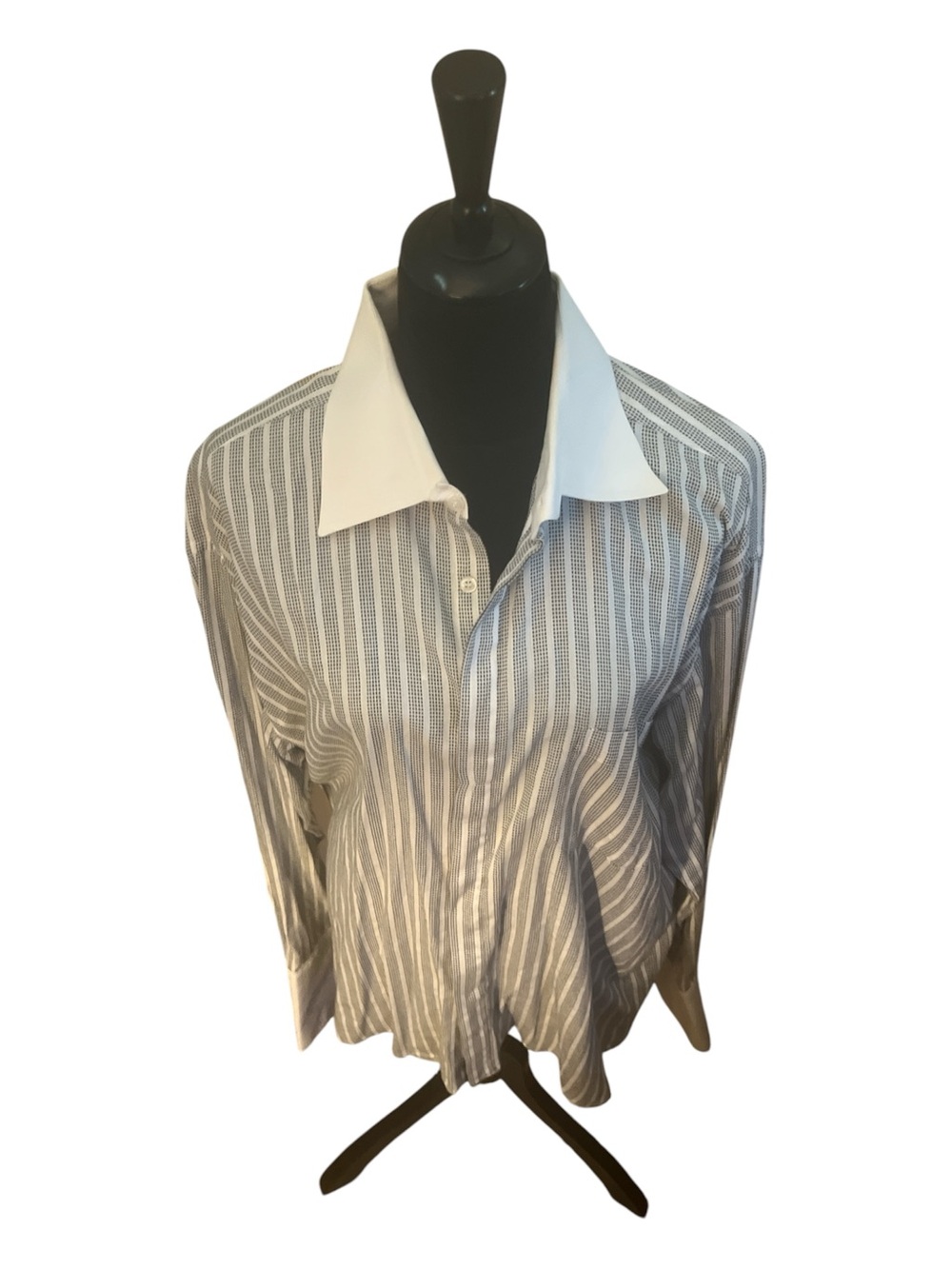 Phat Farm Striped Button-Up Shirt with White Collar - men’s (17 1/2)